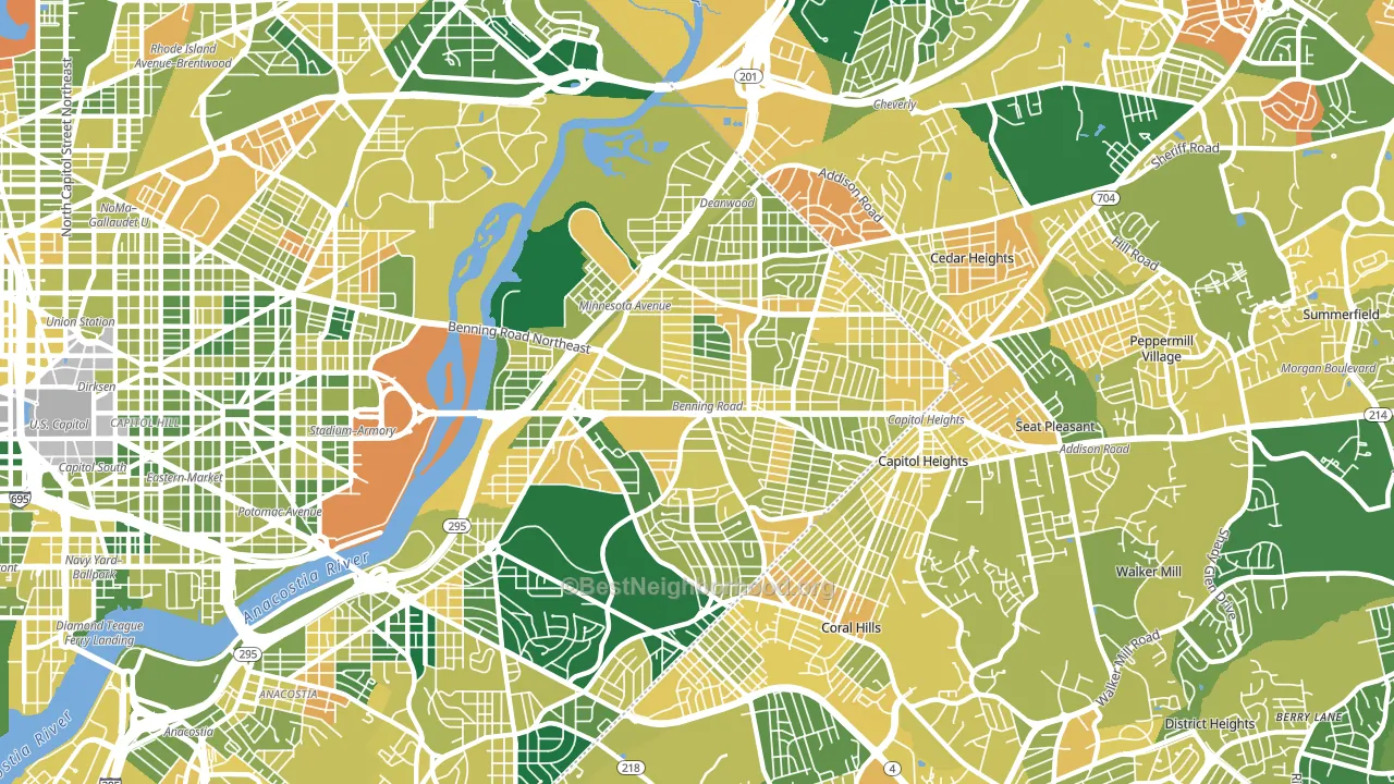 20019, DC block-group voter-turnout map
