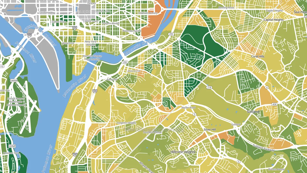 20020, DC block-group voter-turnout map