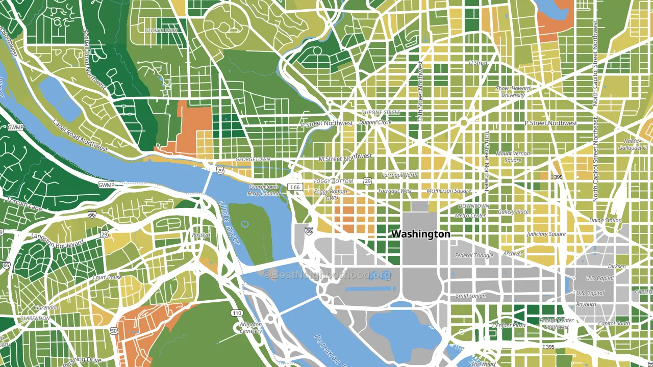 20037, DC block-group voter-turnout map
