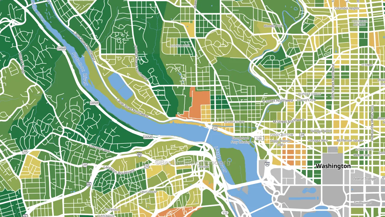 20057, DC block-group voter-turnout map