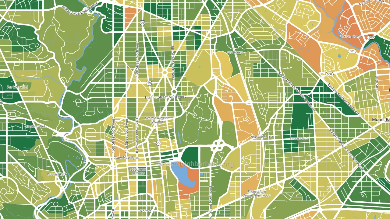 20317, DC block-group voter-turnout map