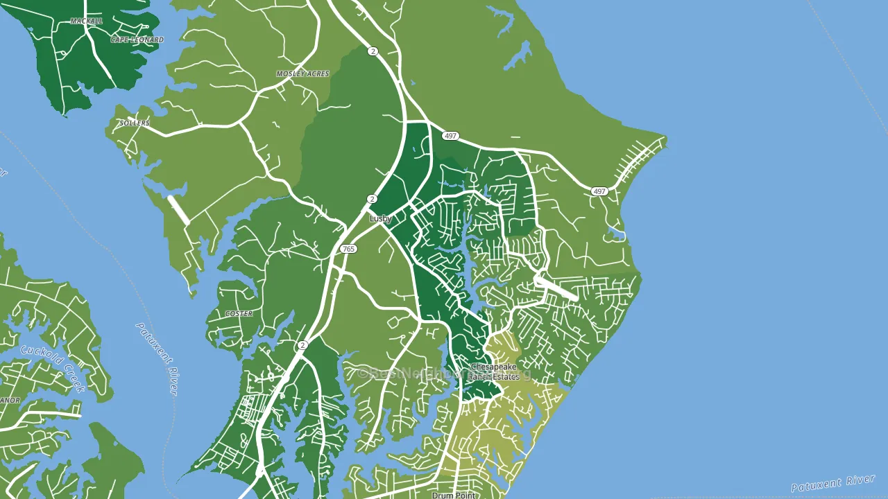 20657, MD block-group voter-turnout map