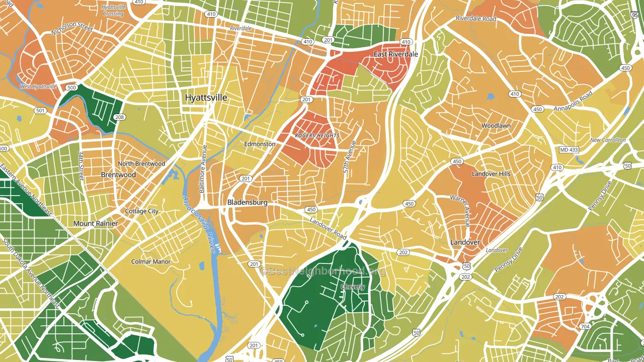 20710, MD block-group voter-turnout map
