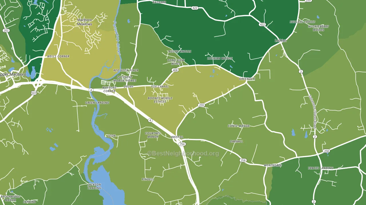 20711, MD block-group voter-turnout map