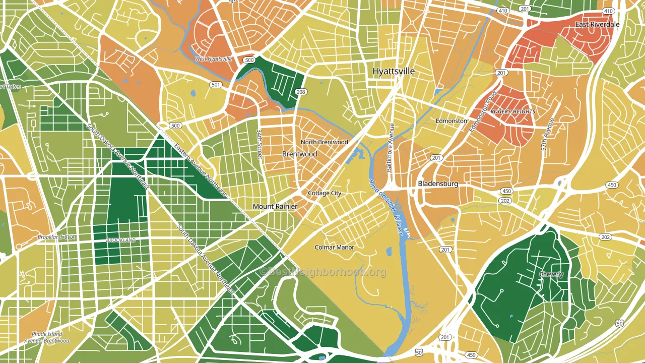 20722, MD block-group voter-turnout map