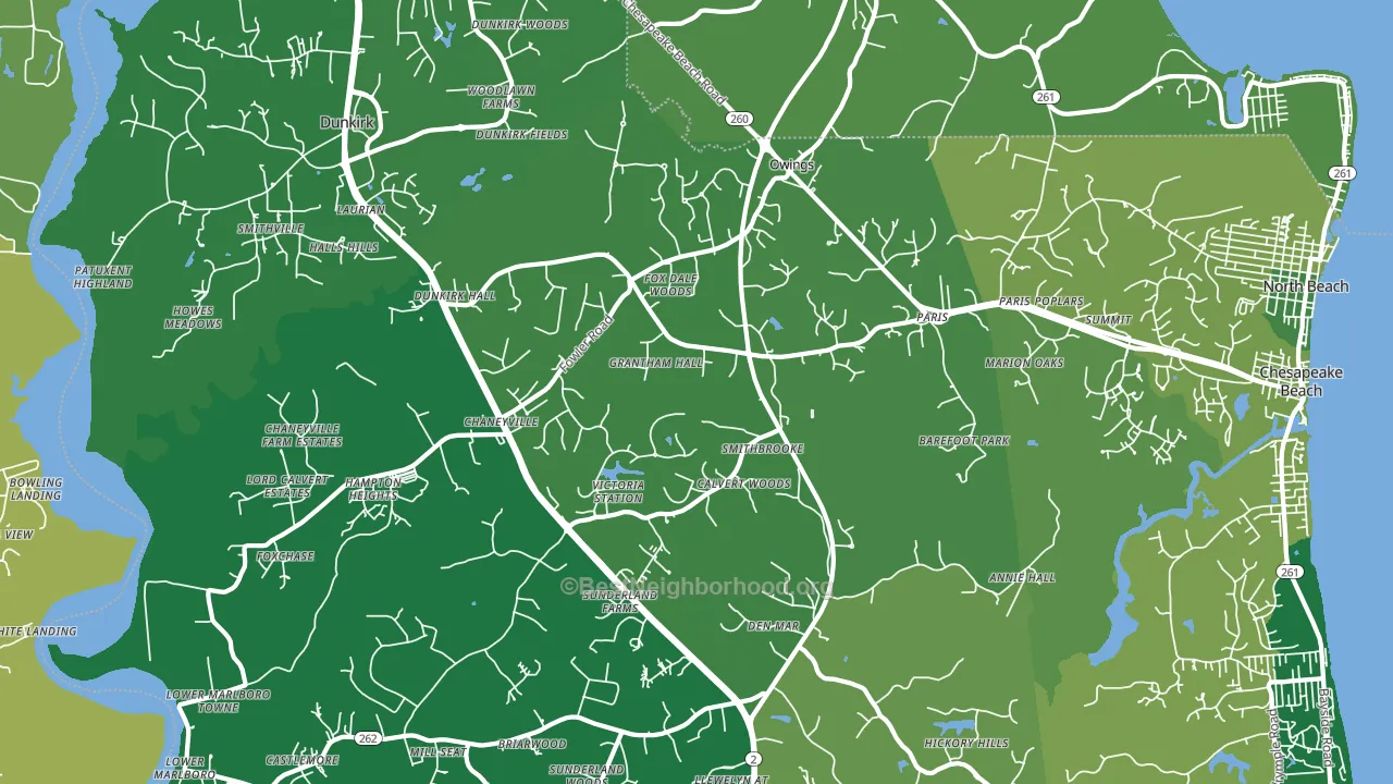 20736, MD block-group voter-turnout map