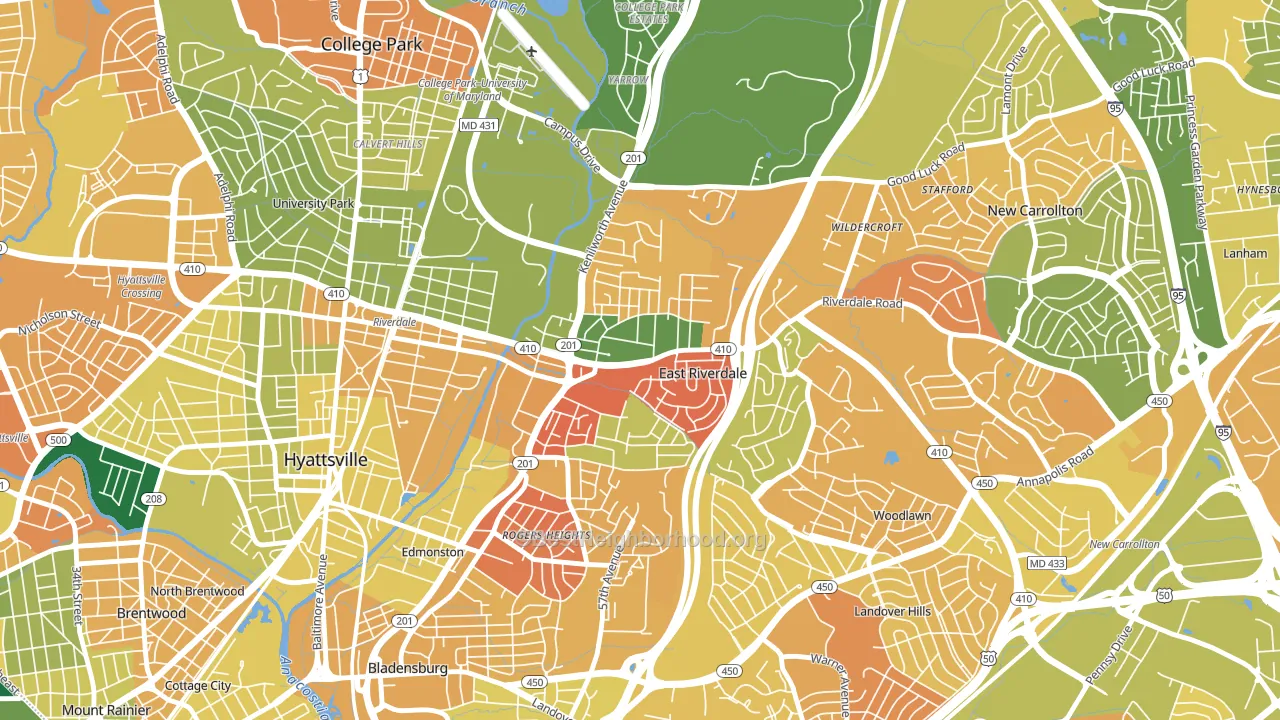 20737, MD block-group voter-turnout map