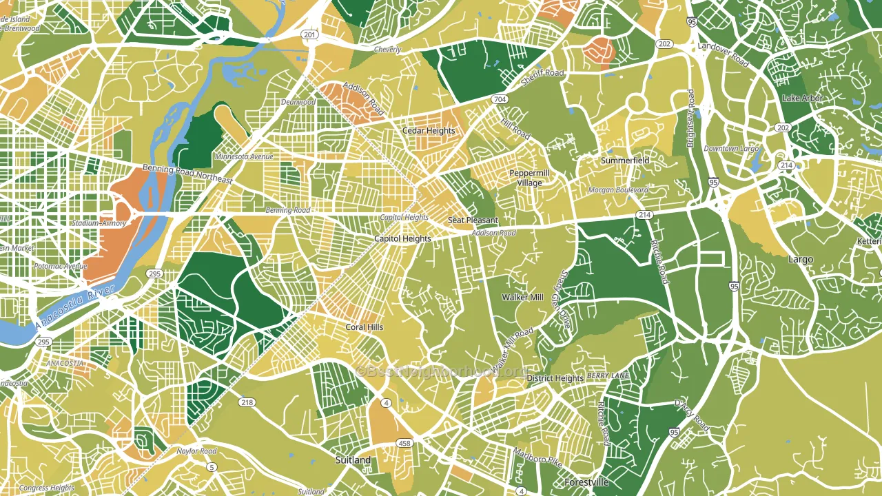 20743, MD block-group voter-turnout map