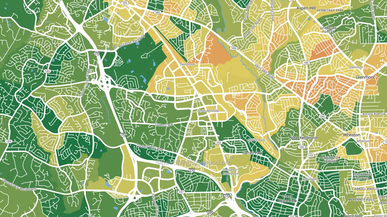 20852, MD block-group voter-turnout map
