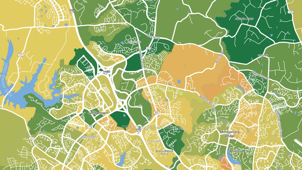 20876, MD block-group voter-turnout map