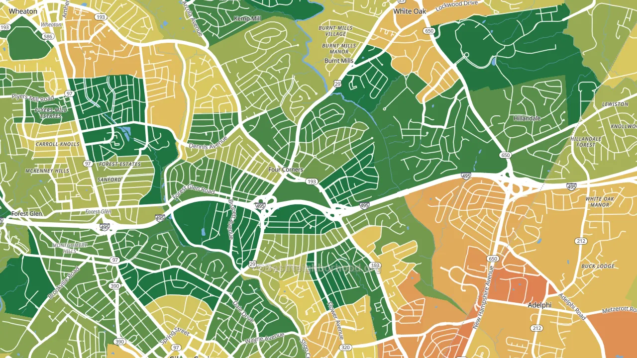20901, MD block-group voter-turnout map