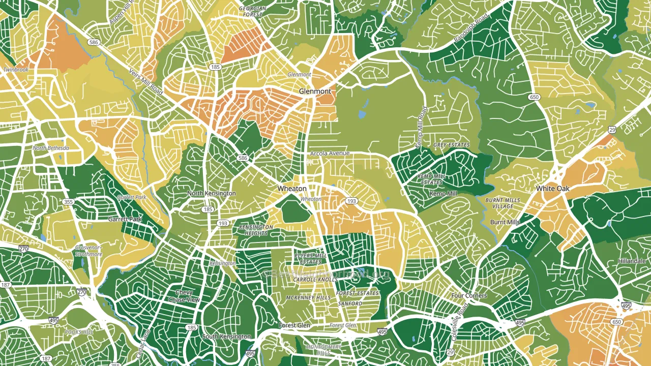 20902, MD block-group voter-turnout map