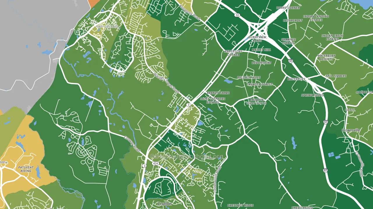 21054, MD block-group voter-turnout map