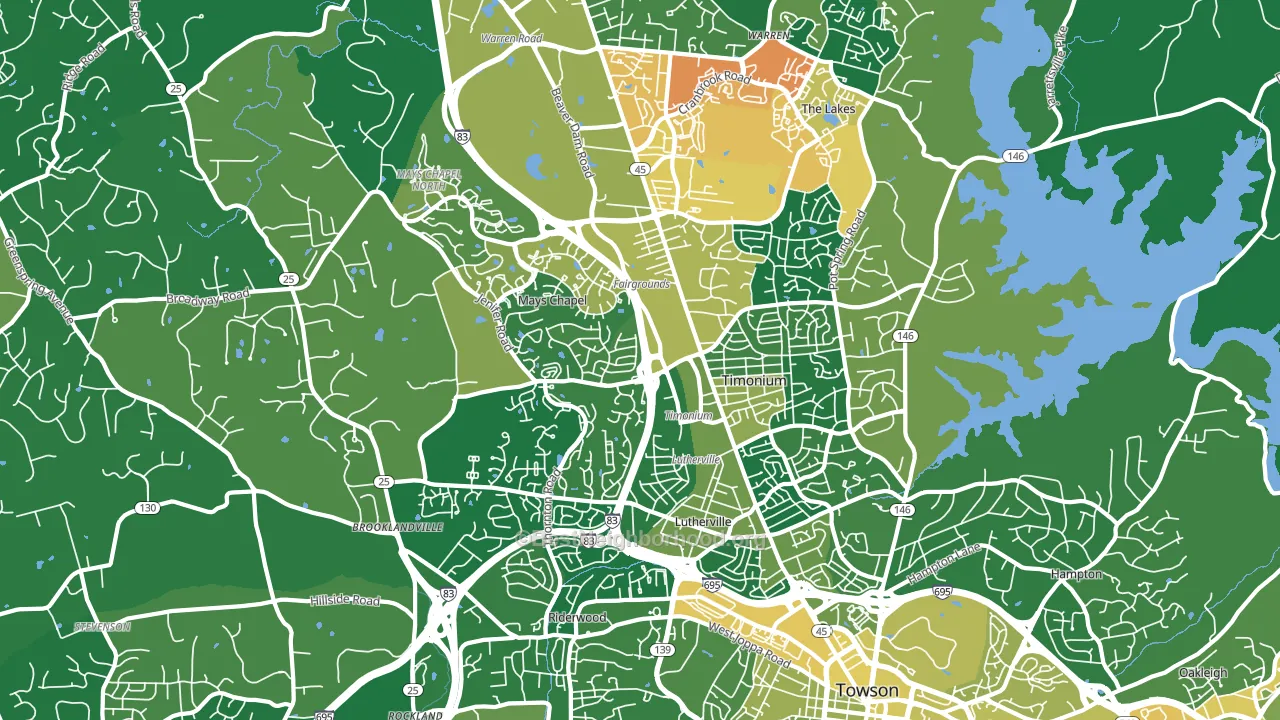 21093, MD block-group voter-turnout map
