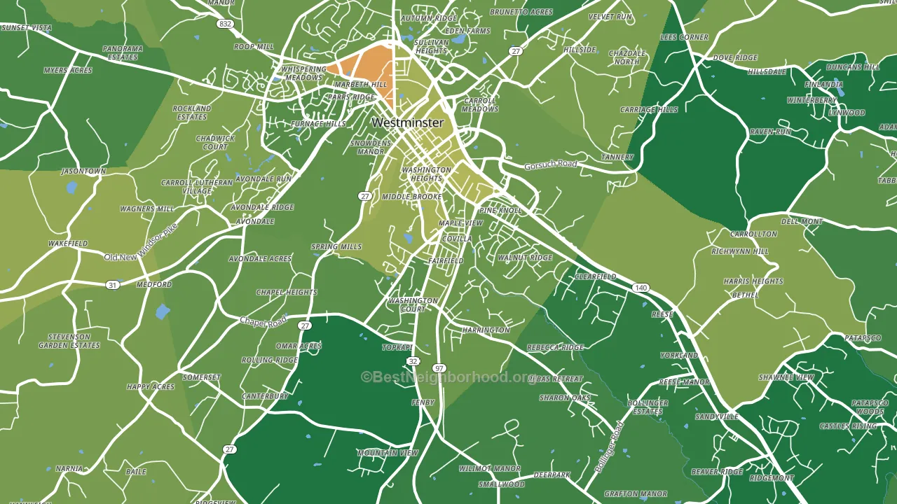 21157, MD block-group voter-turnout map
