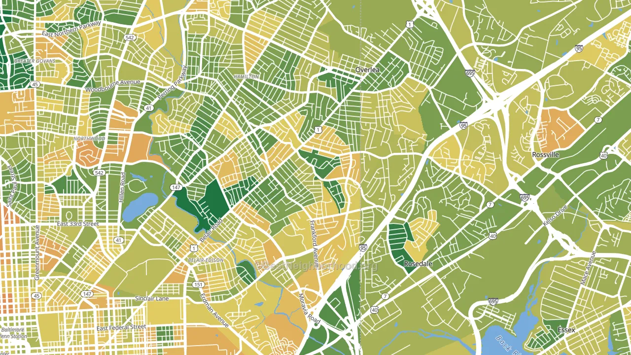 21206, MD block-group voter-turnout map