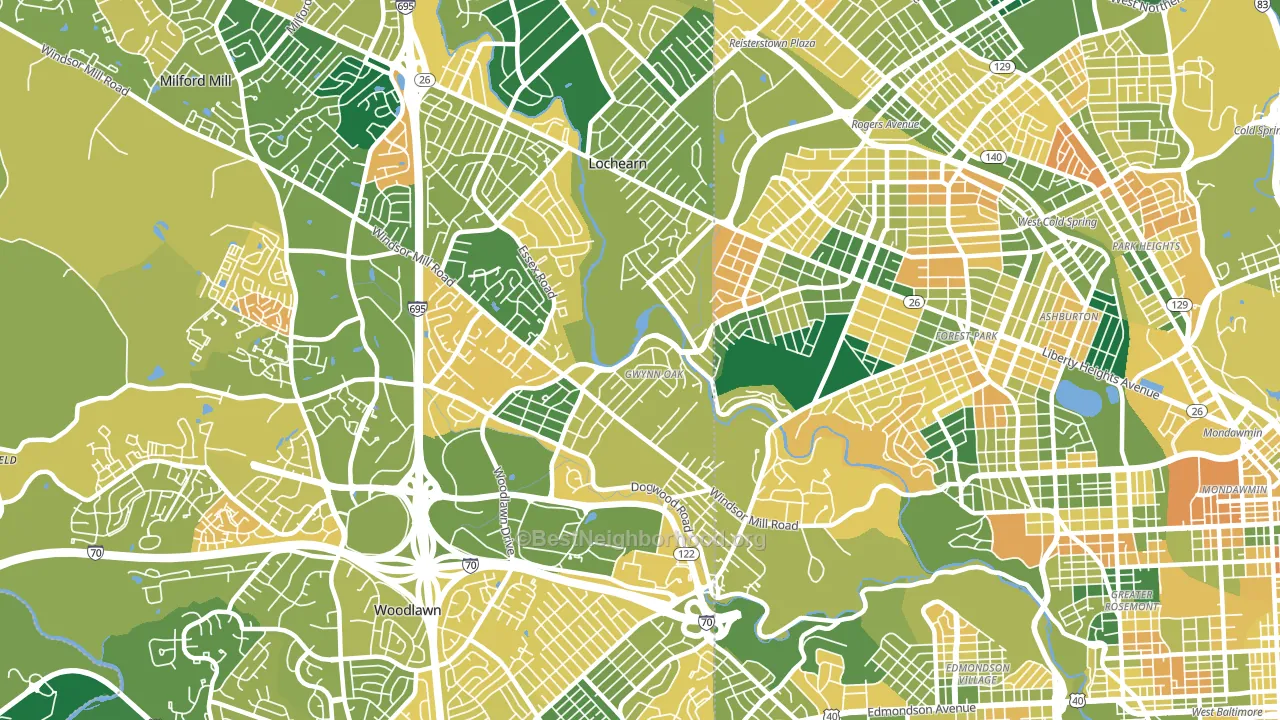 21207, MD block-group voter-turnout map