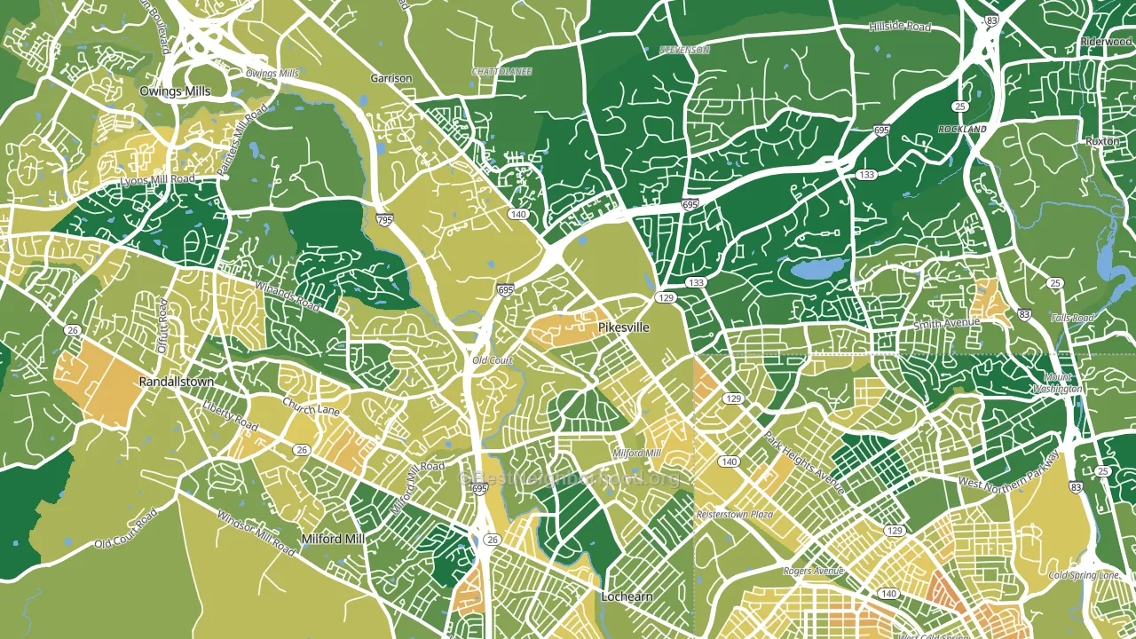 21208, MD block-group voter-turnout map