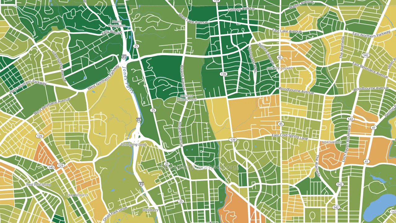 21210, MD block-group voter-turnout map