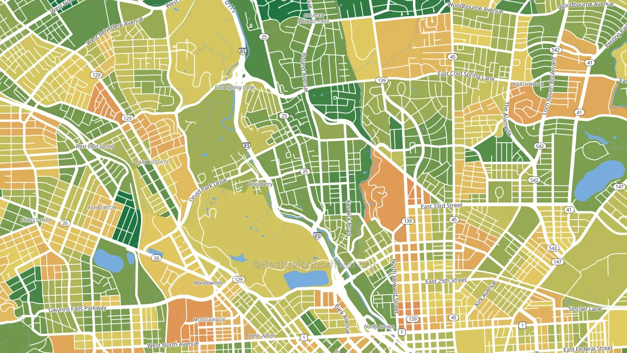 21211, MD block-group voter-turnout map