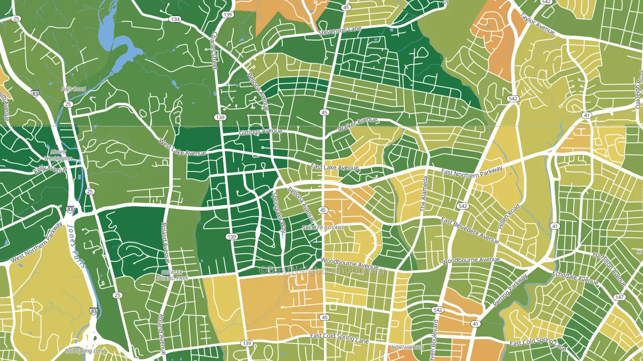 21212, MD block-group voter-turnout map