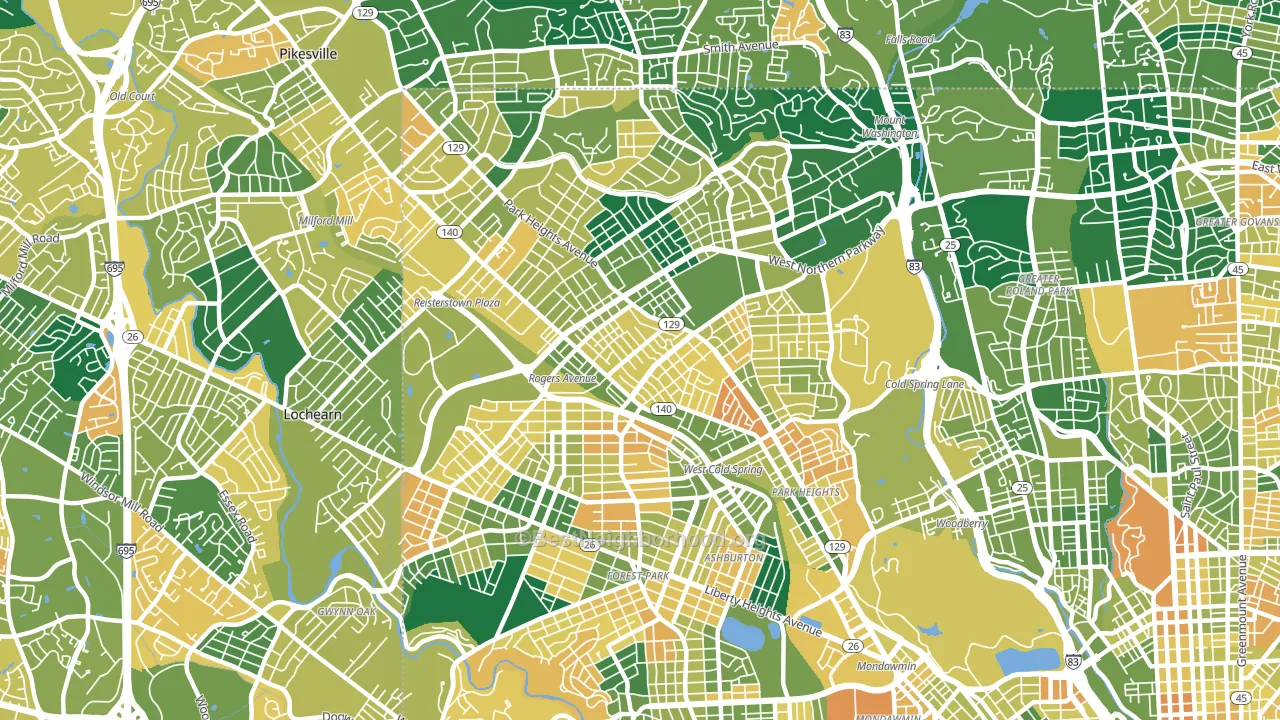 21215, MD block-group voter-turnout map