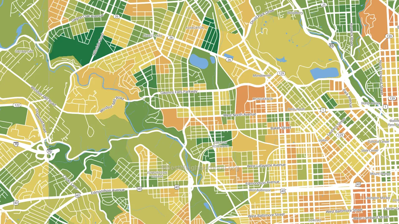 21216, MD block-group voter-turnout map
