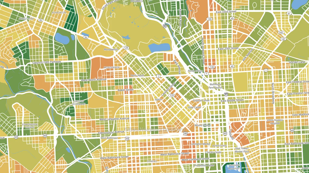 21217, MD block-group voter-turnout map
