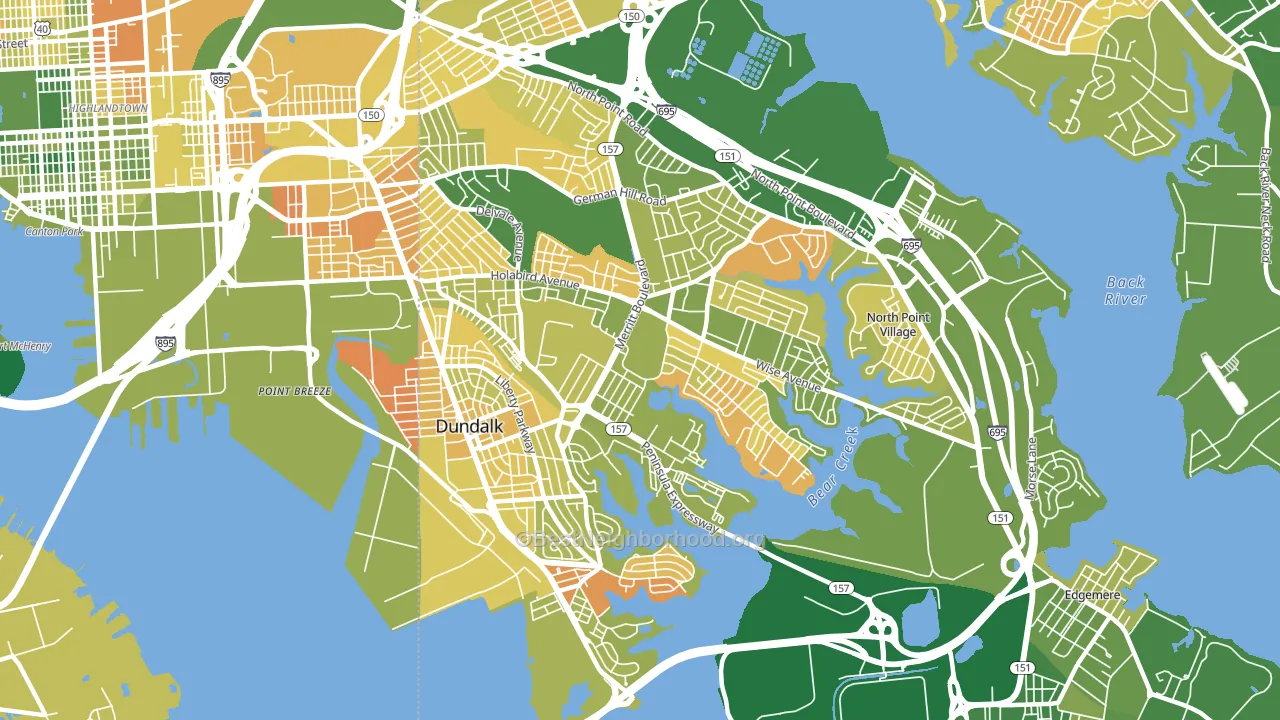 21222, MD block-group voter-turnout map