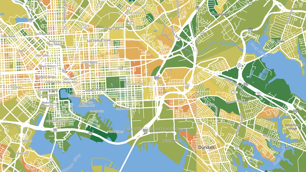 21224, MD block-group voter-turnout map