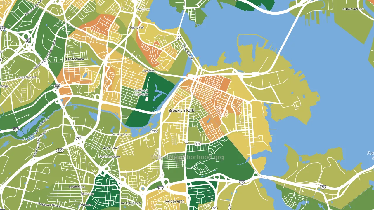 21225, MD block-group voter-turnout map