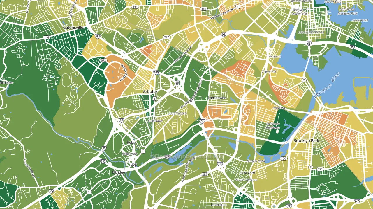 21227, MD block-group voter-turnout map