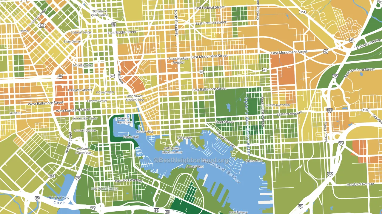 21231, MD block-group voter-turnout map