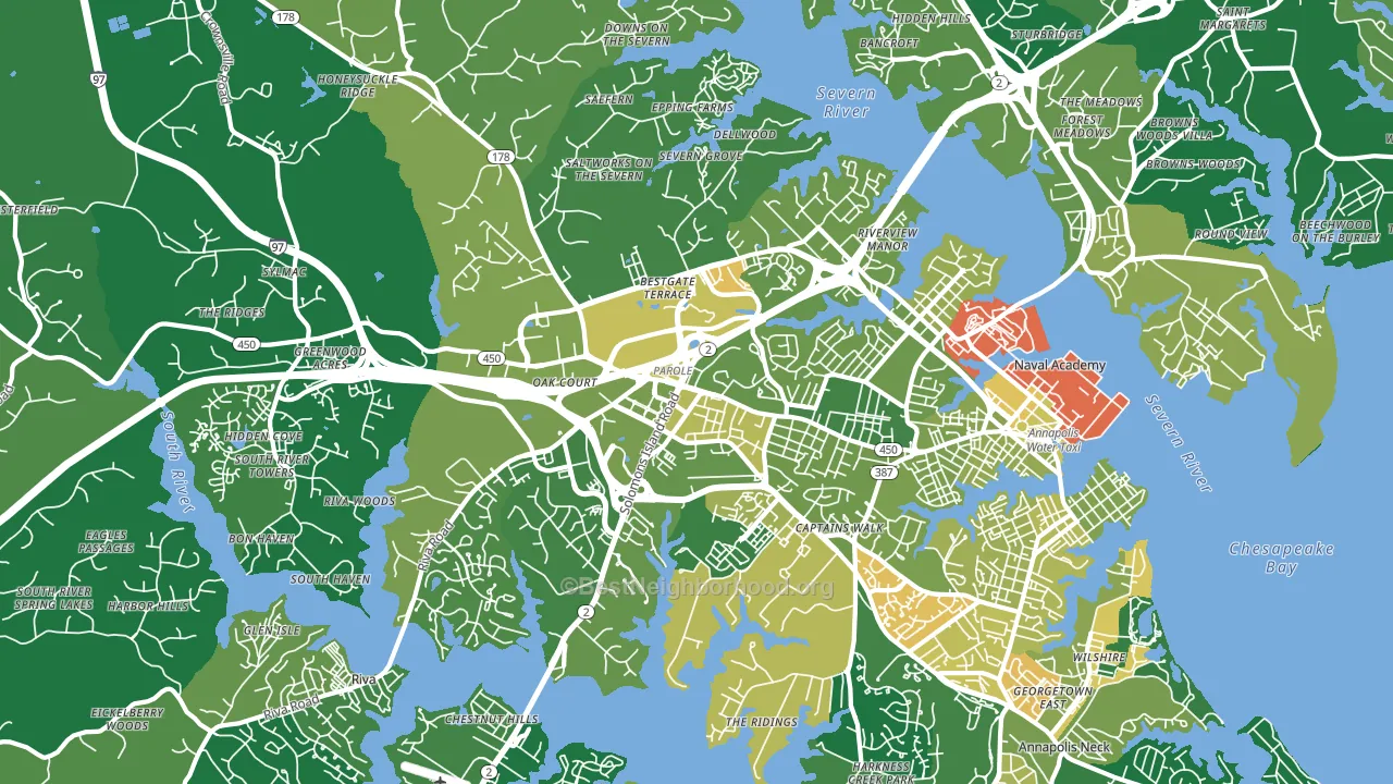 21401, MD block-group voter-turnout map