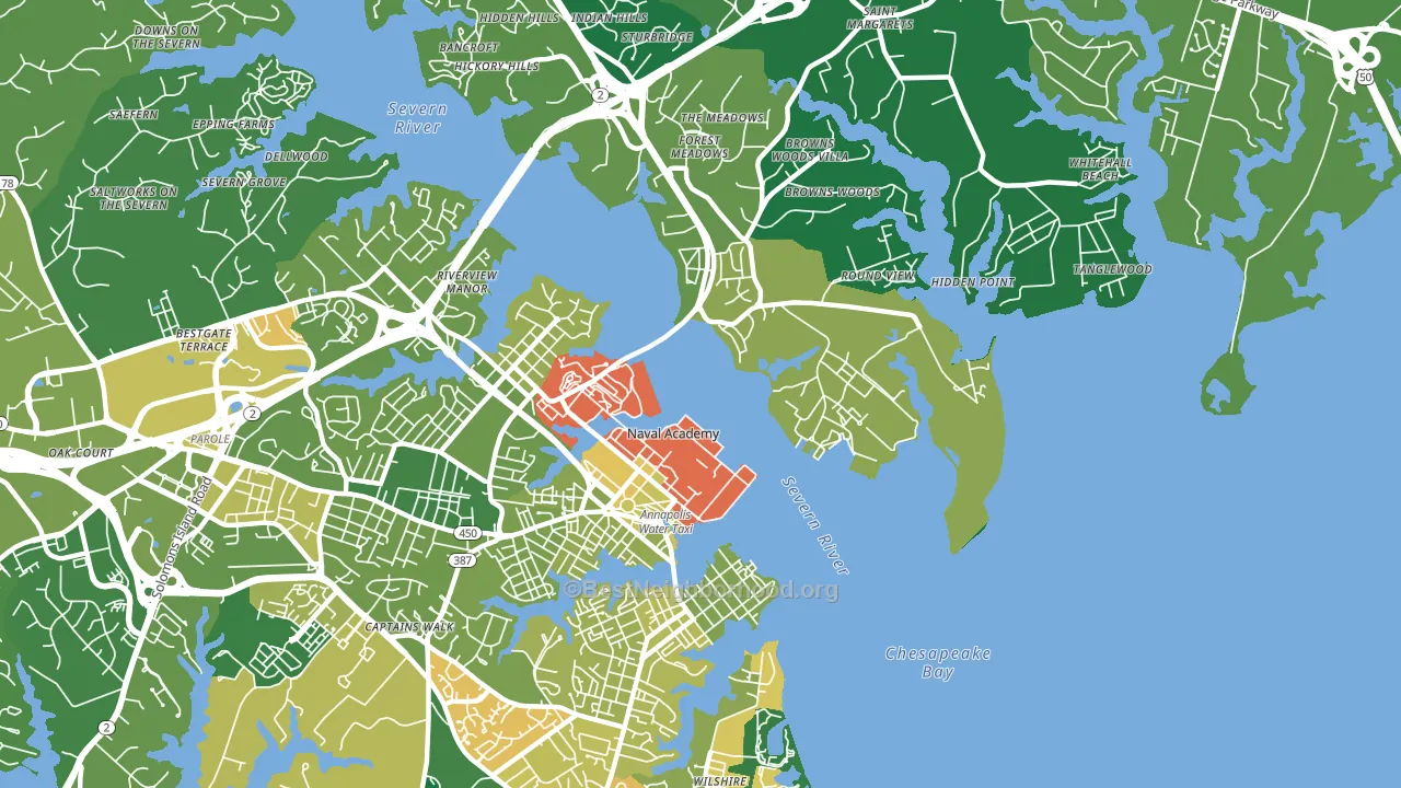 21402, MD block-group voter-turnout map
