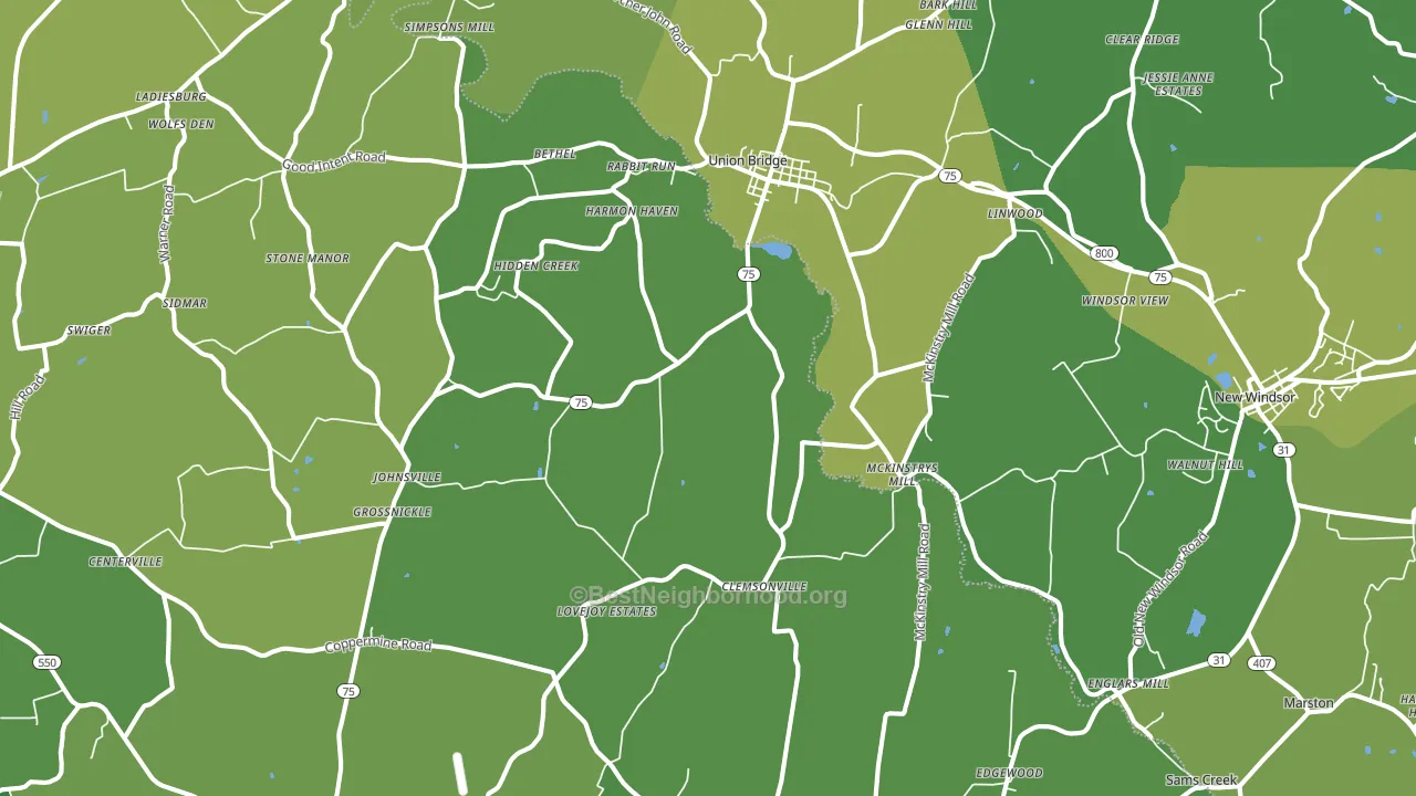 21791, MD block-group voter-turnout map
