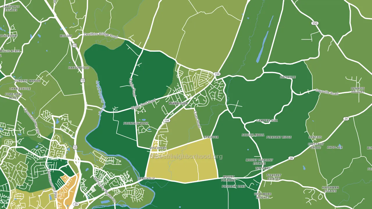 21793, MD block-group voter-turnout map