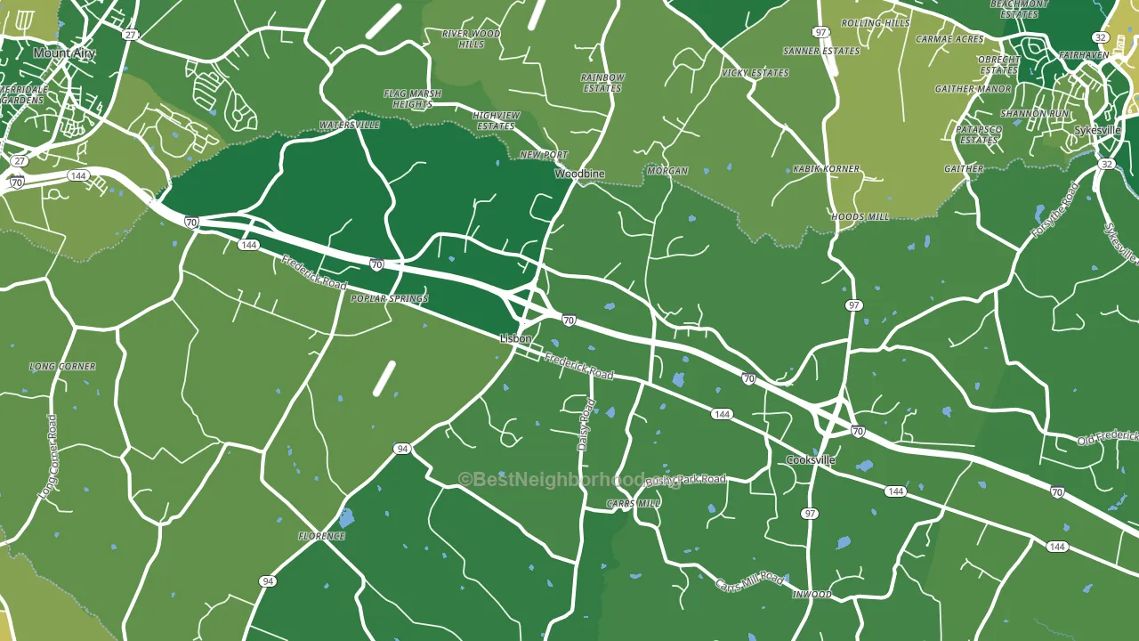 21797, MD block-group voter-turnout map