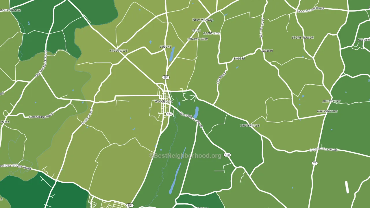 21798, MD block-group voter-turnout map