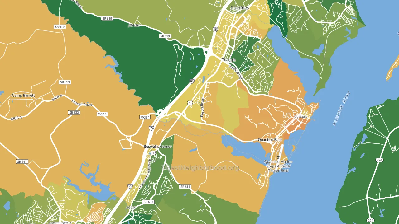 22134, VA block-group voter-turnout map