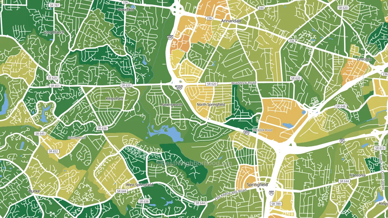 22151, VA block-group voter-turnout map