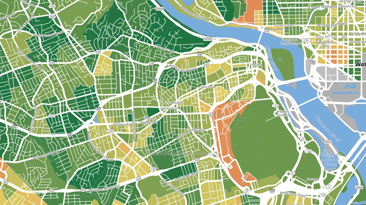 22201, VA block-group voter-turnout map