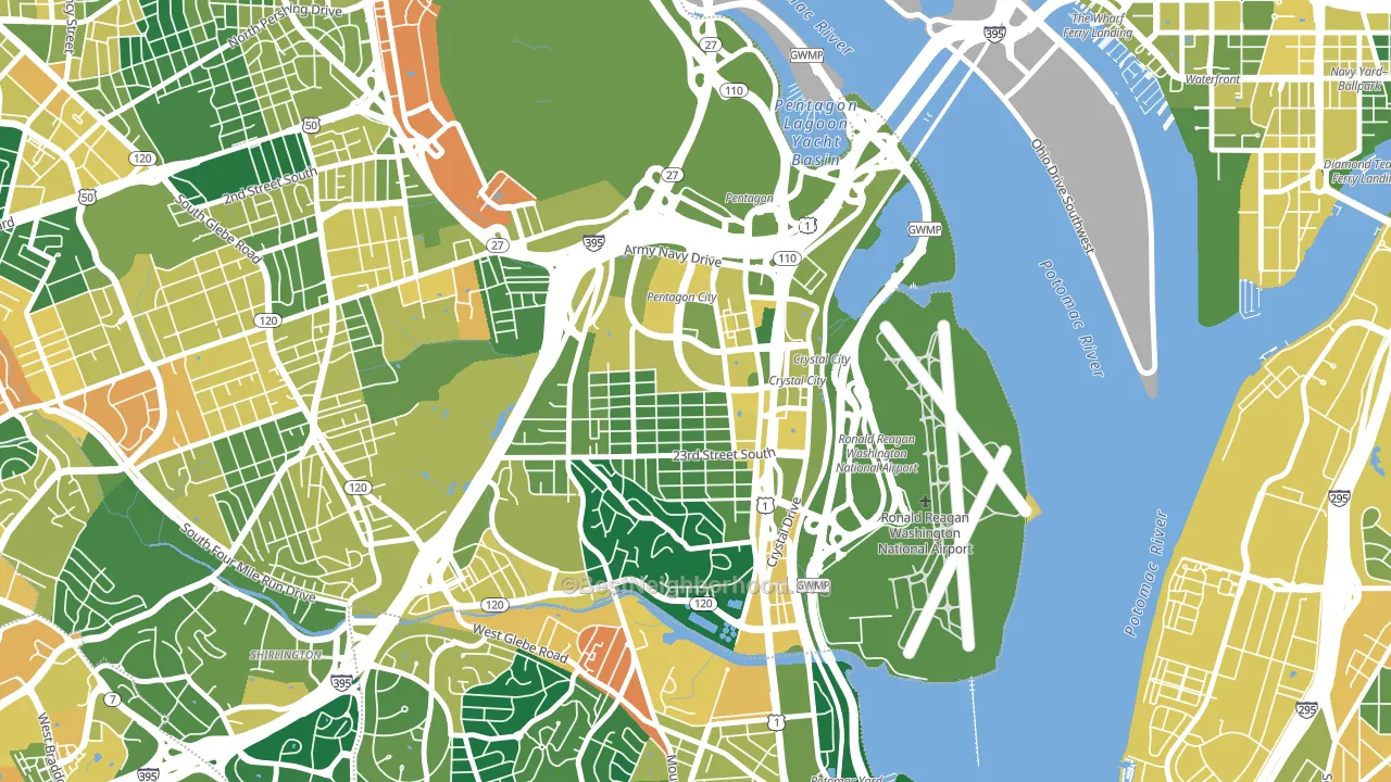 22202, VA block-group voter-turnout map