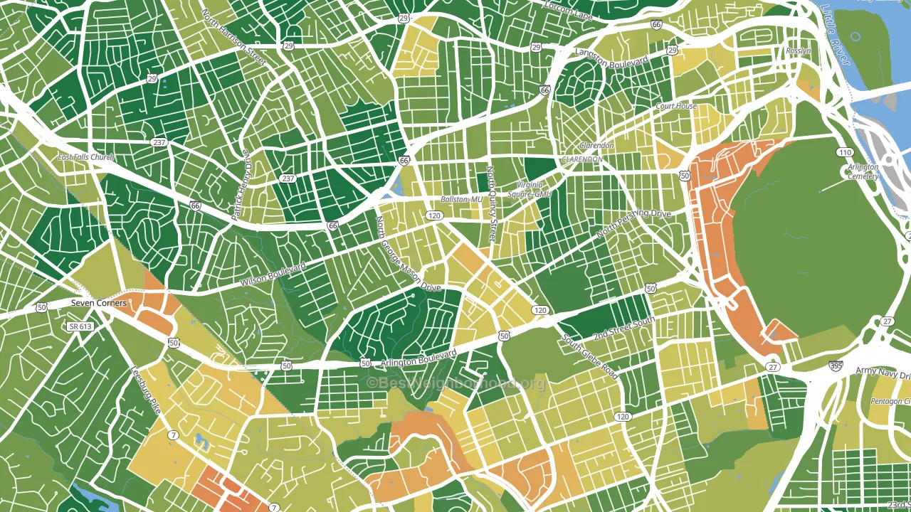 22203, VA block-group voter-turnout map