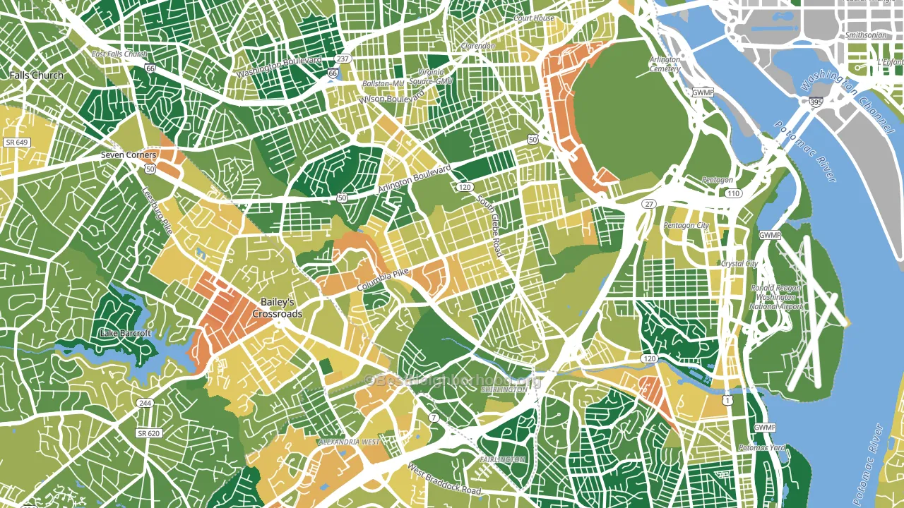 22204, VA block-group voter-turnout map