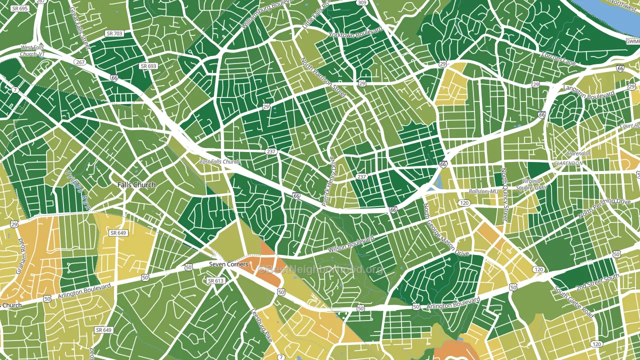 22205, VA block-group voter-turnout map