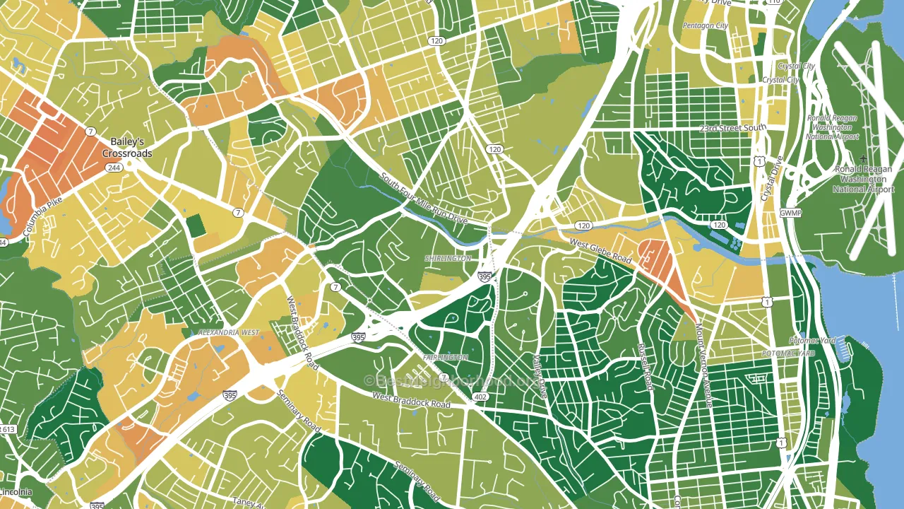 22206, VA block-group voter-turnout map