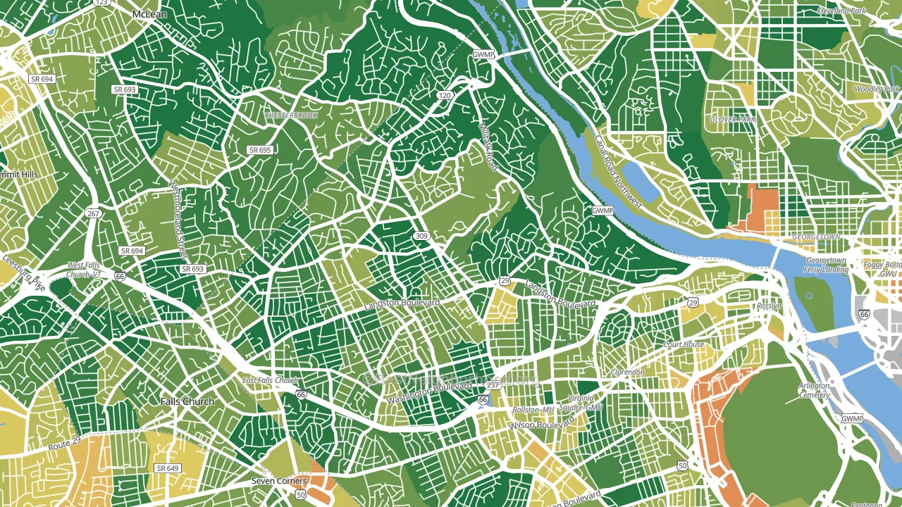 22207, VA block-group voter-turnout map
