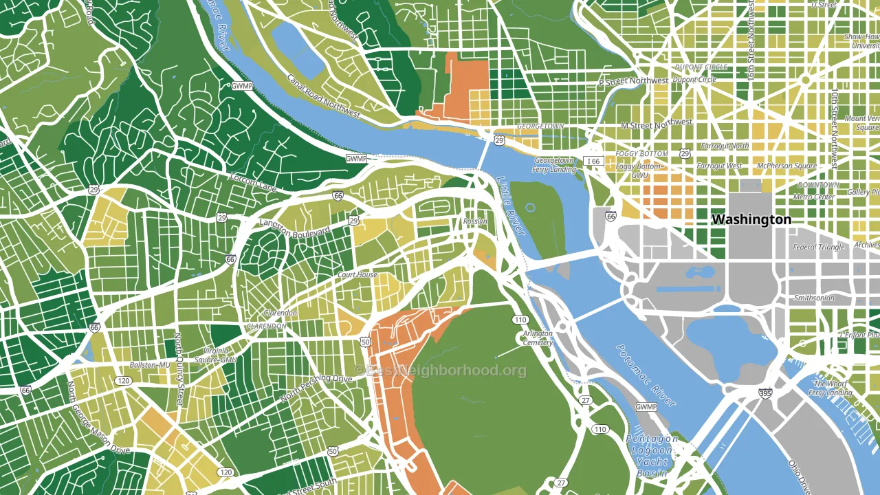 22209, VA block-group voter-turnout map