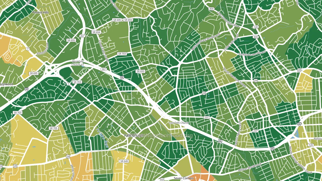 22213, VA block-group voter-turnout map